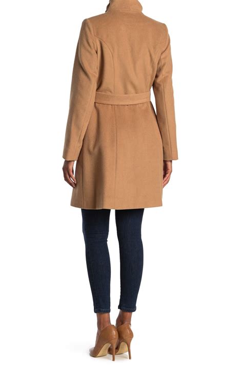 michael kors missy asymmetrical belted wool blend coat|Michael Kors coat.